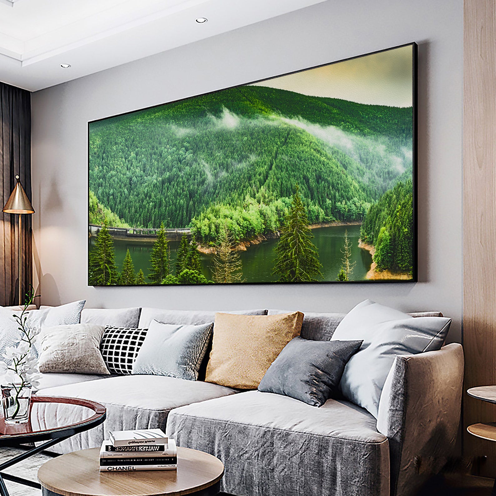 Peinture sur toile - Paysage de forêt verte