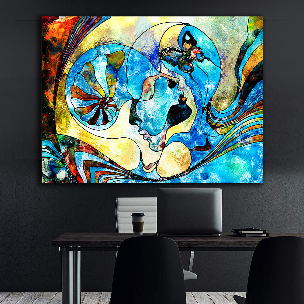 Peinture sur toile - Deux amants abstraits