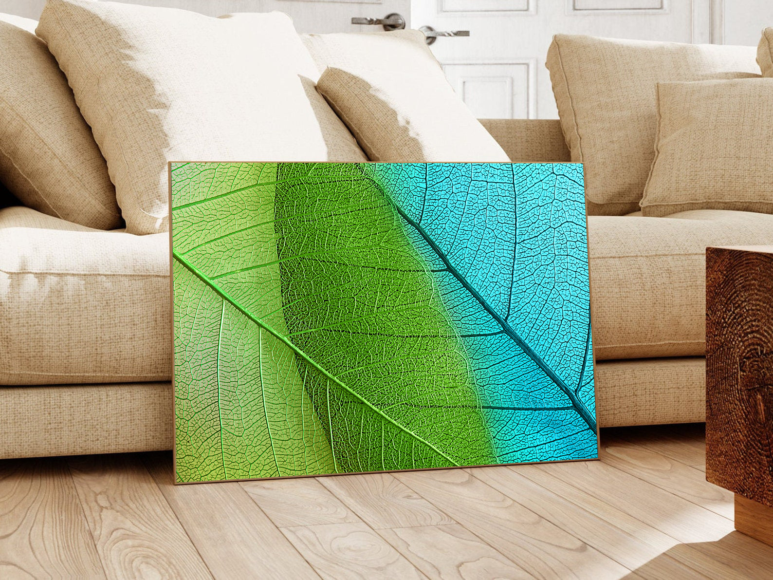 Peinture sur toile - Feuille verte