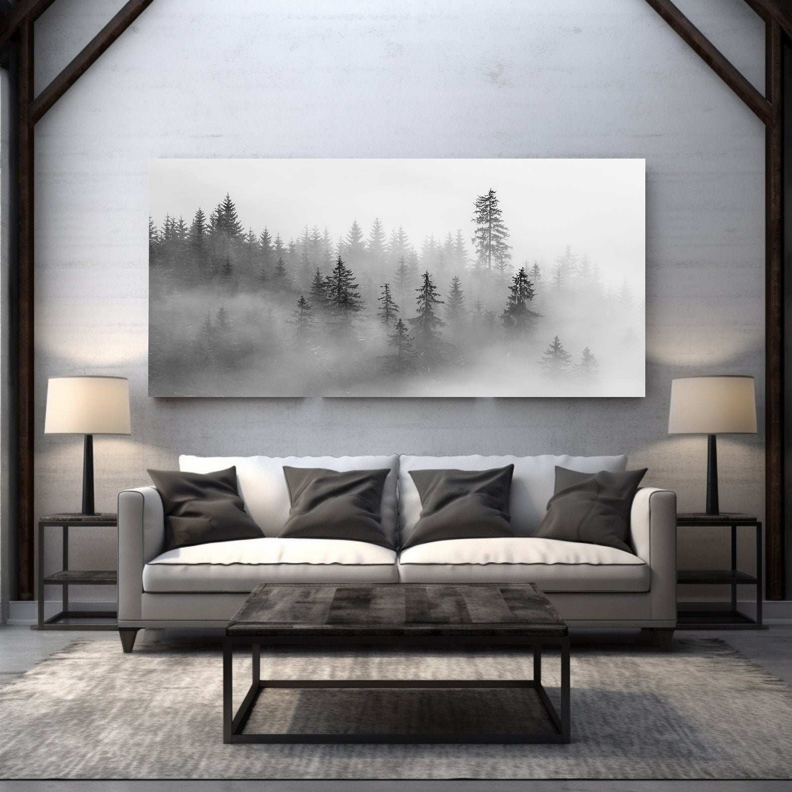 Peinture sur toile - Forêt dans la brume