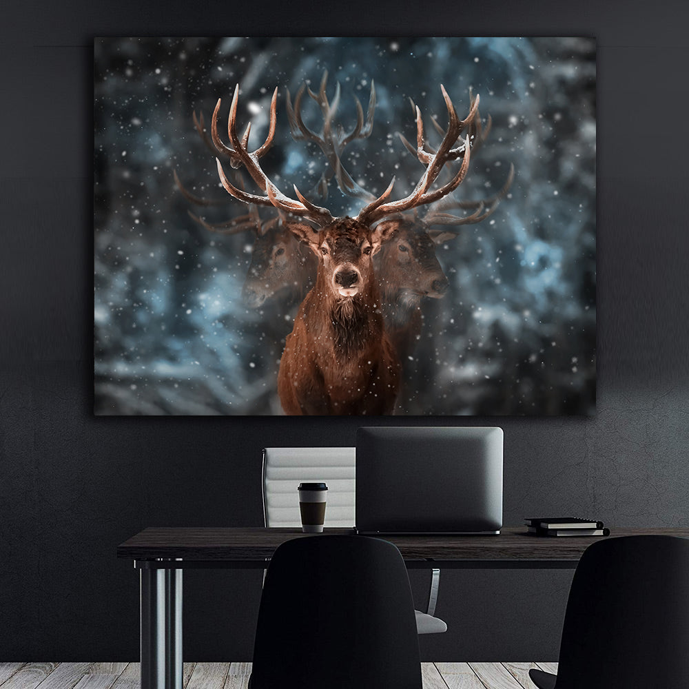 Leinwandbild - Hirsch im Wald