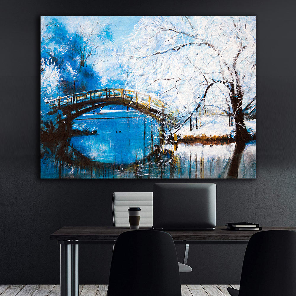 Peinture sur toile - Paysage forestier d'hiver