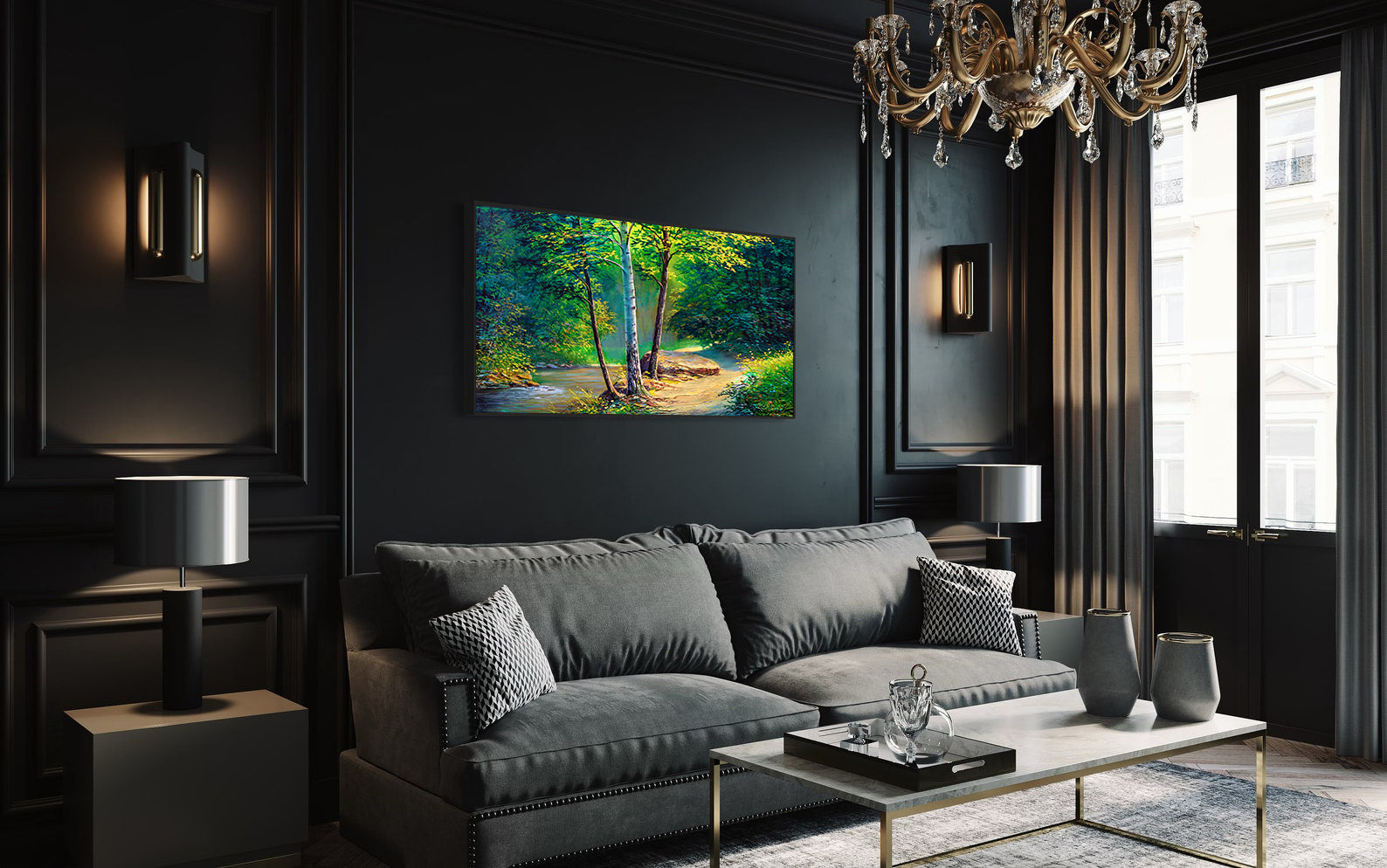 Peinture sur toile - Paysage forestier