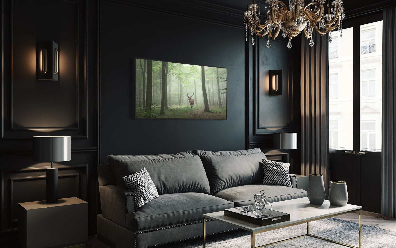 Peinture sur toile - Cerf dans la forêt