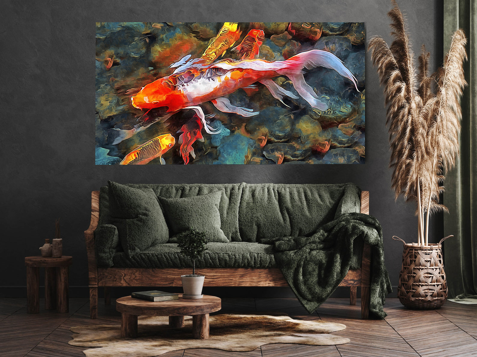 Peinture sur toile - Poissons dans l'eau