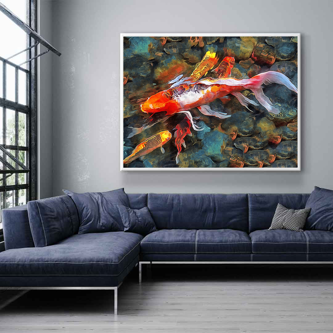 Peinture sur toile - Poissons dans l'eau