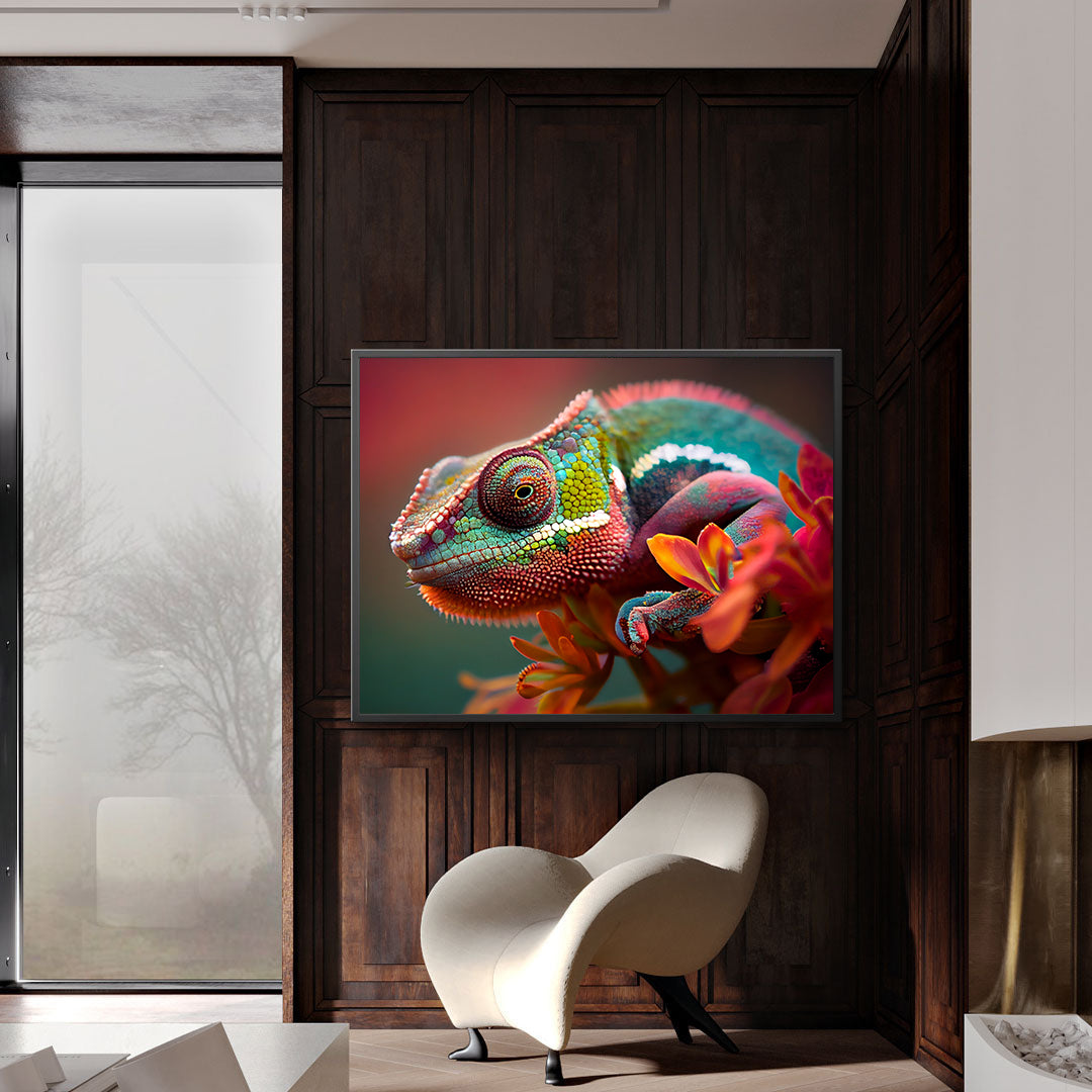 Peinture sur toile - Portrait de caméléon