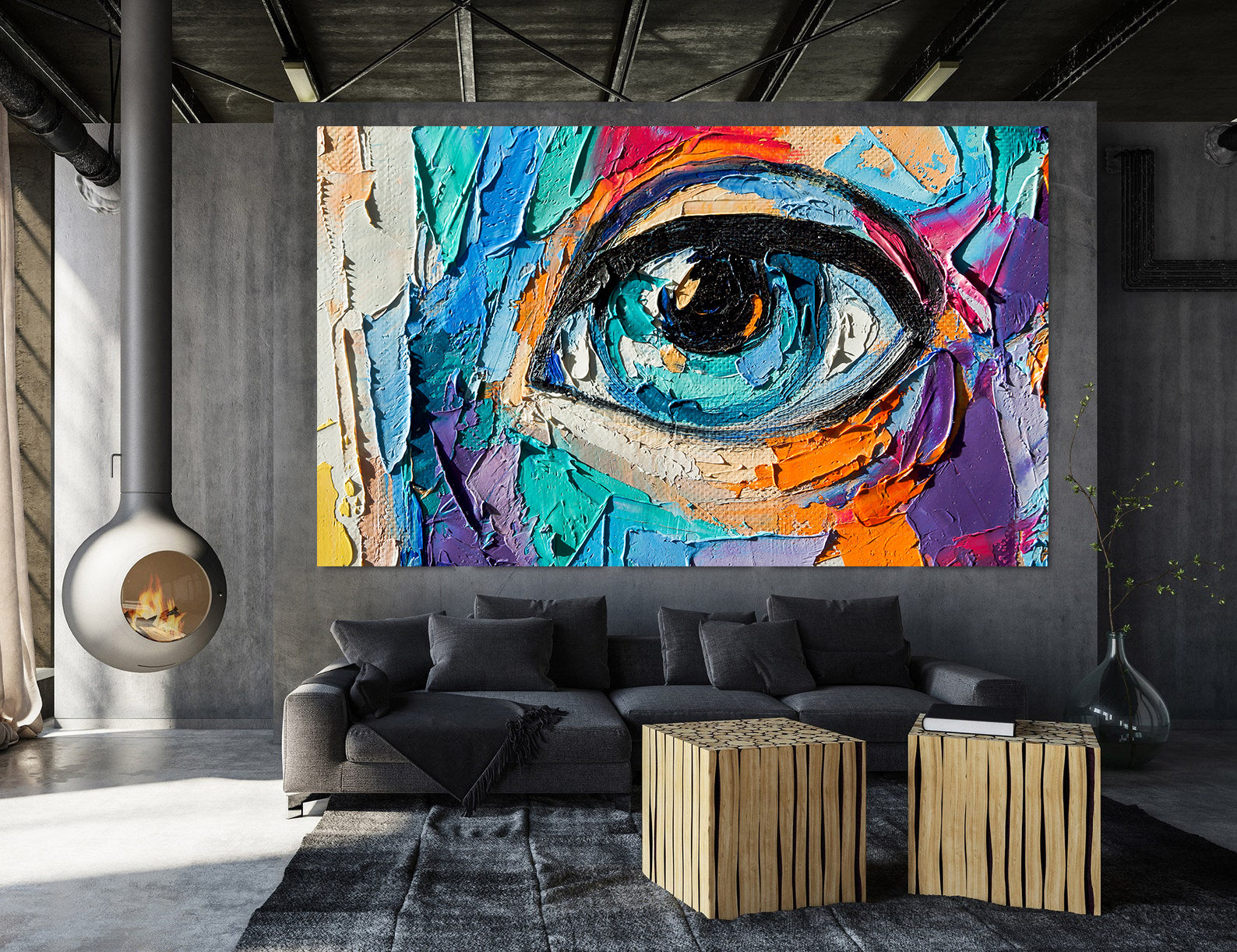 Tableau sur toile - Yeux multicolores