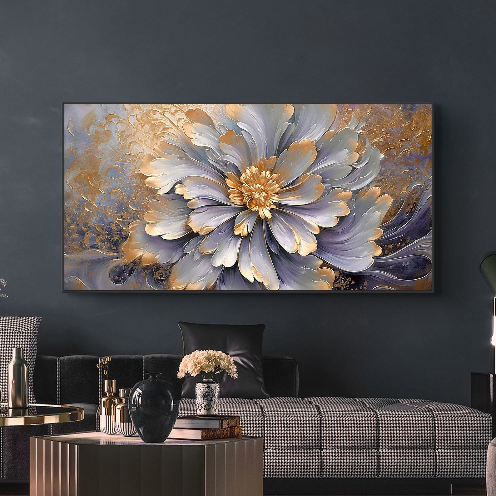 Peinture sur toile - Fleur dorée