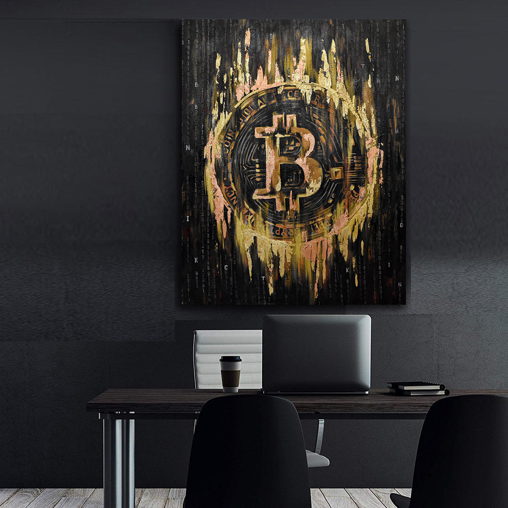 Tablou Canvas - Bitcoin Auriu