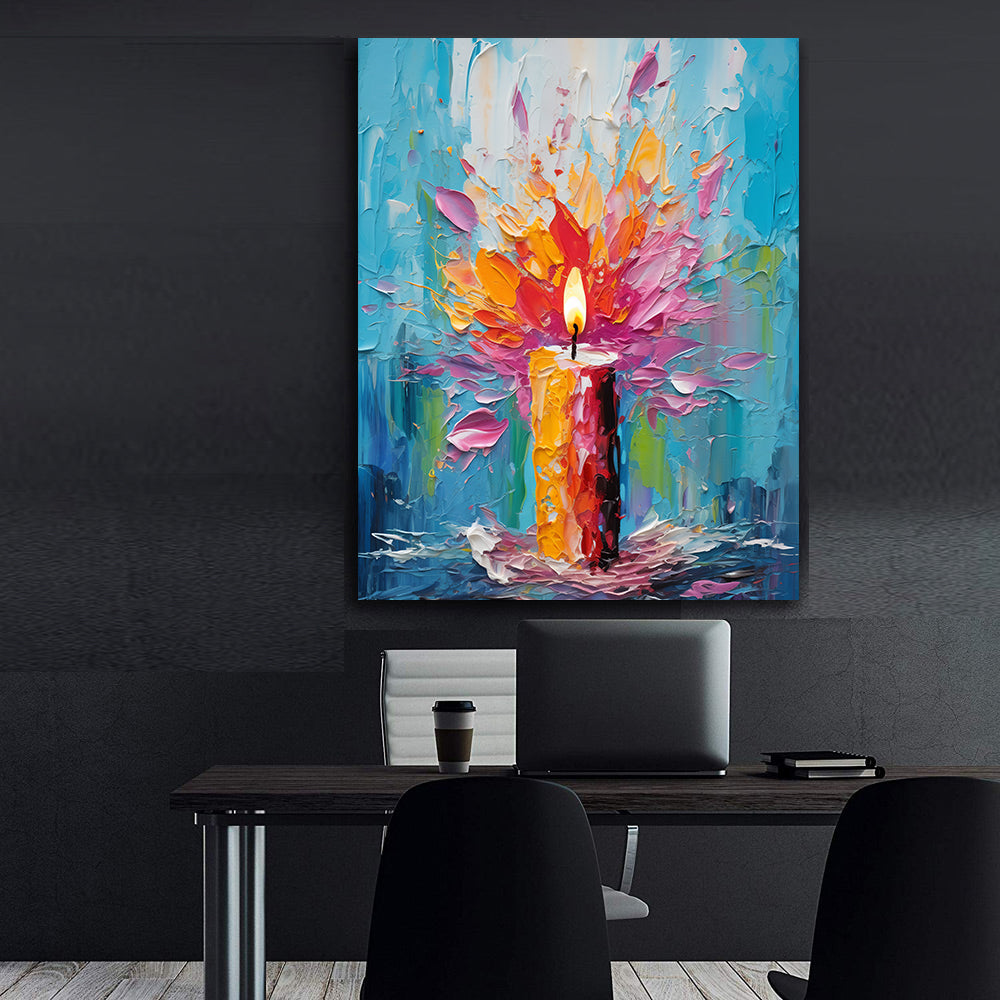 Peinture sur toile - Bougie allumée