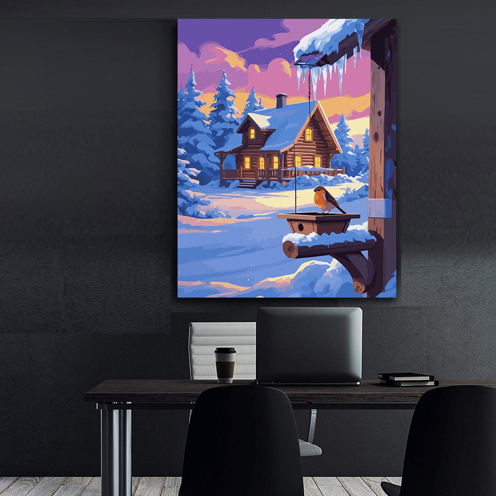 Set Pictură pe numere – Căsuță Înghețată Iarna 6235