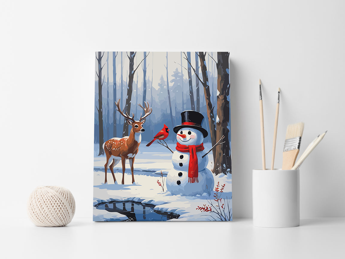 Set Pictură pe numere – Căprioară Și Om De Zăpadă 6152
