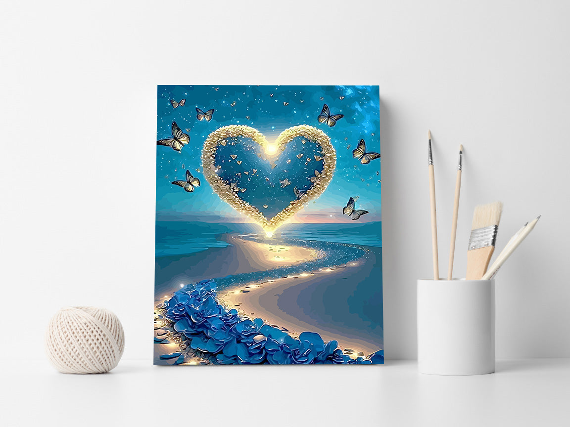 Set Pictură pe numere – Inimă Și Fluturi 6420