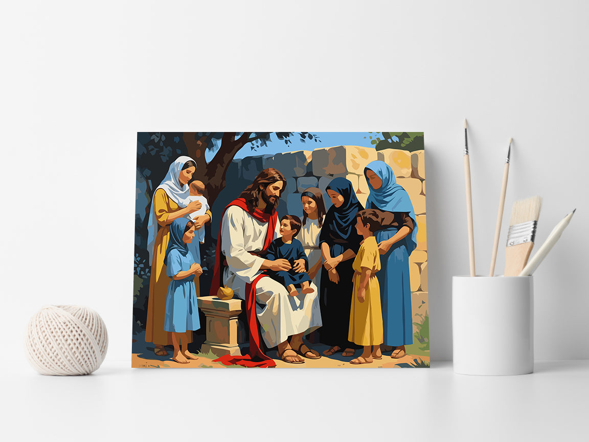 Set Pictură pe numere – Iisus Binecuvântând Copiii 6345