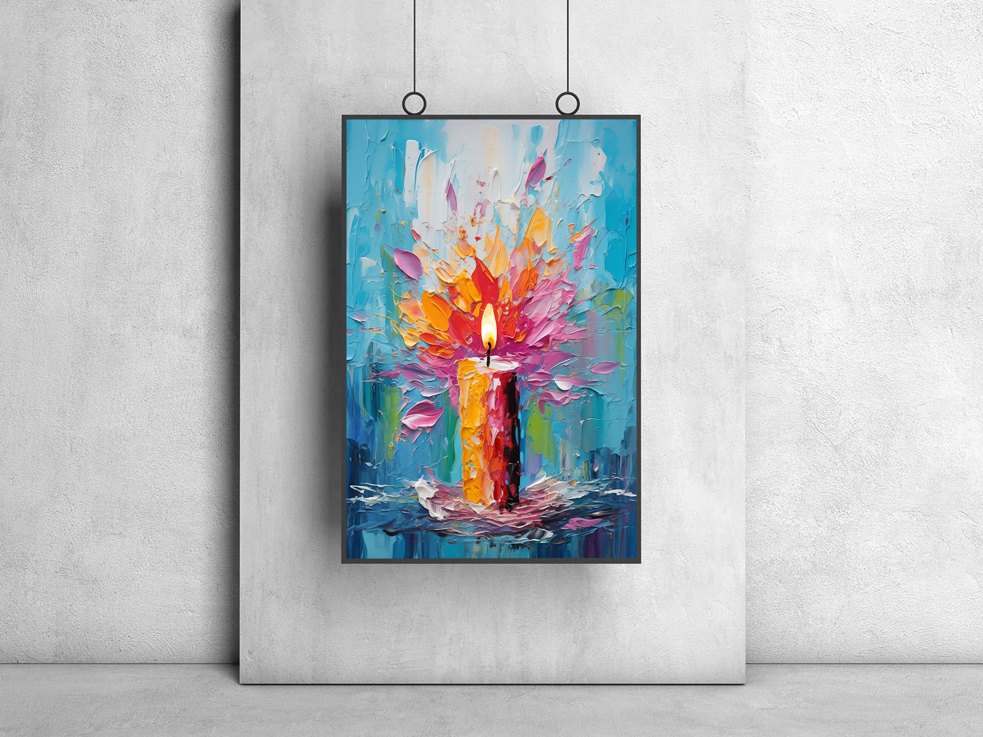 Peinture sur toile - Bougie allumée