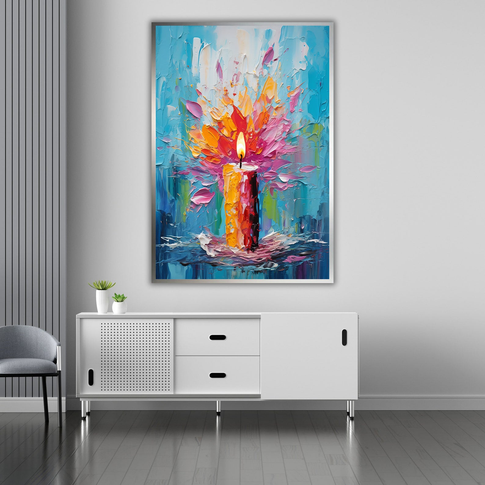 Peinture sur toile - Bougie allumée