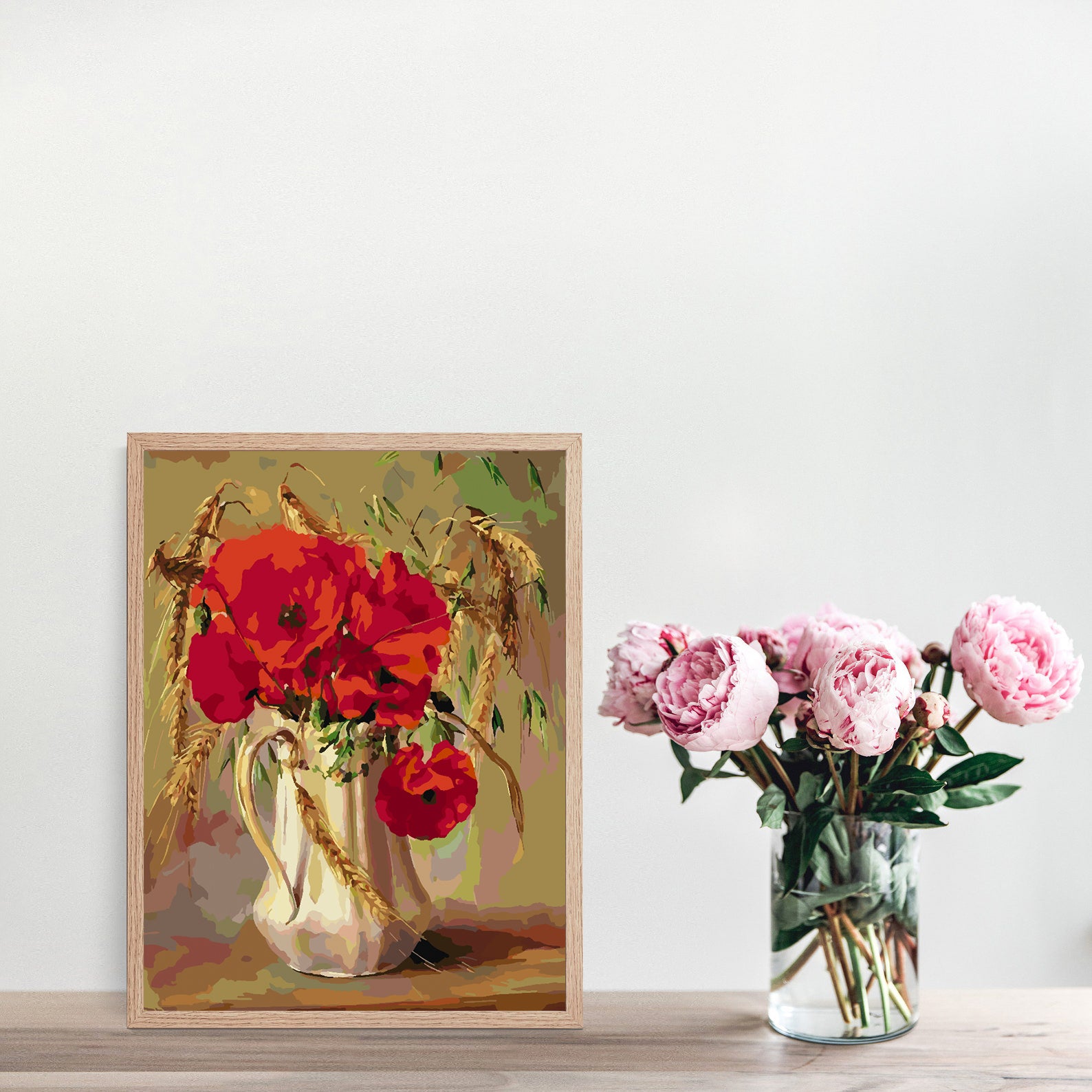 Peinture par numéros - Fleurs rouges dans un vase 4383