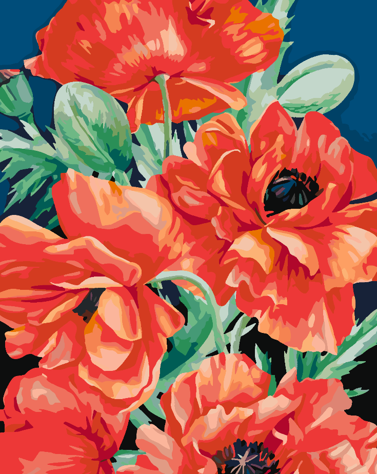 Peinture par numéros - Fleurs rouges 4444
