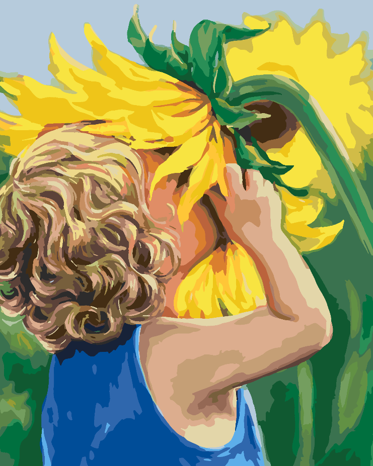 Peinture par numéros - Enfant avec tournesol 4446