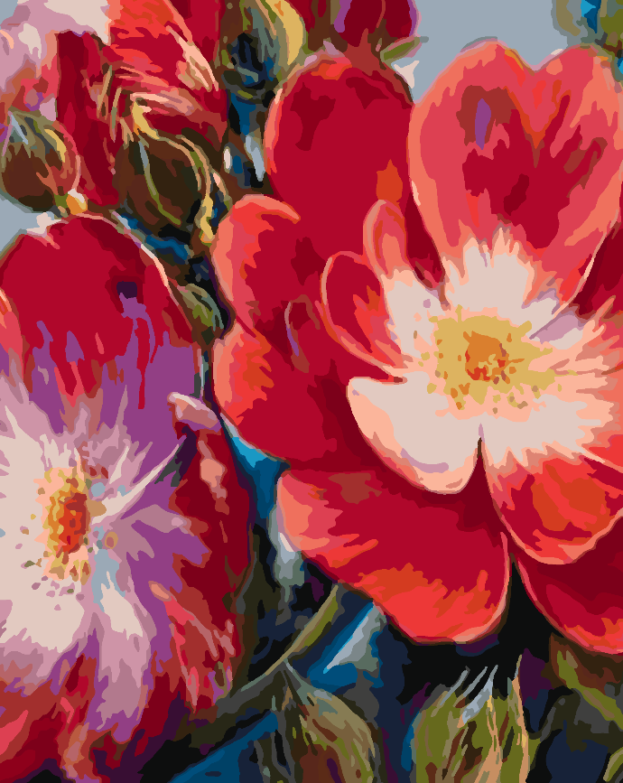 Peinture par numéros - Fleurs rouges 4466