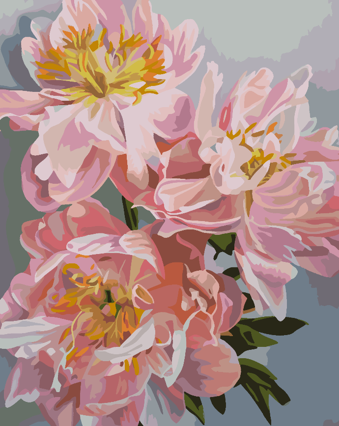 Peinture par numéros - Fleurs roses 4486