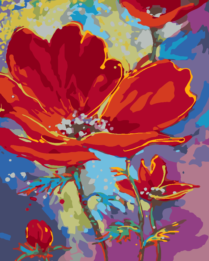 Peinture par numéros - Fleurs rouges 4508