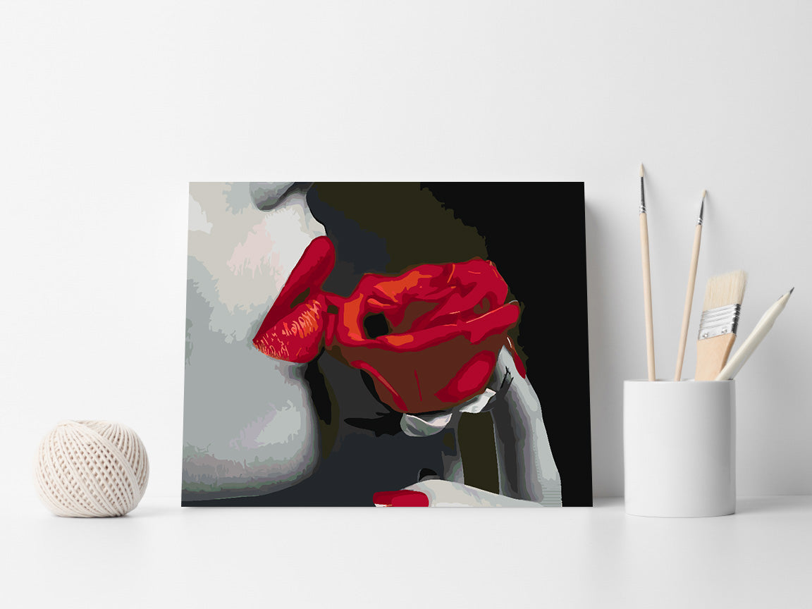 Peinture par numéros - Femme et rose rouge 4667