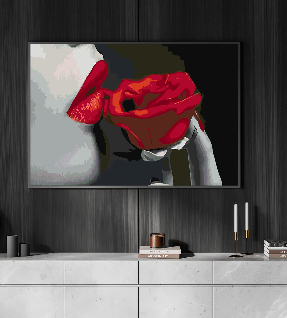 Peinture par numéros - Femme et rose rouge 4667
