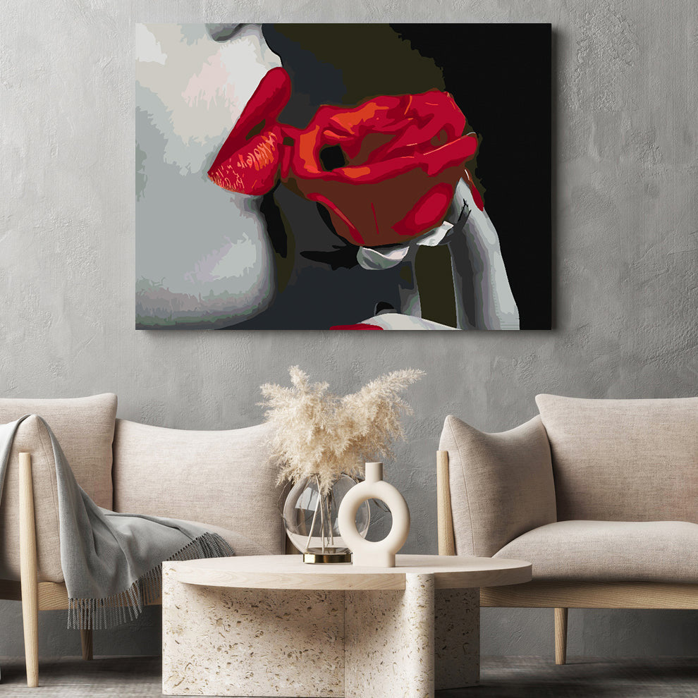 Peinture par numéros - Femme et rose rouge 4667