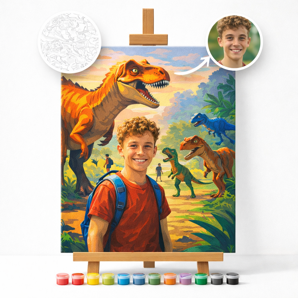 Pictura Personalizata pe Numere – Selfie cu T-Rex