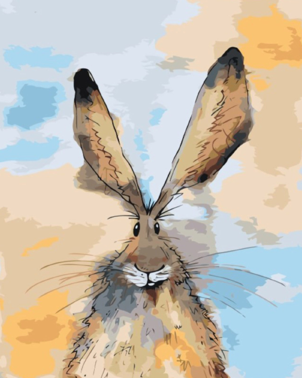 a painting of a rabbit on a wall