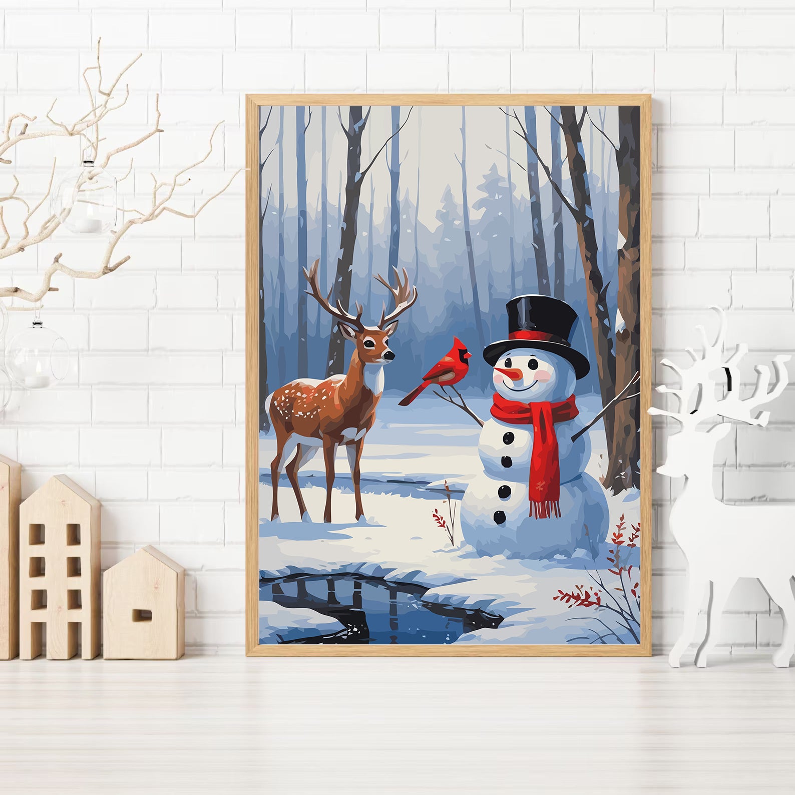 Set Pictură pe numere – Căprioară Și Om De Zăpadă 6152