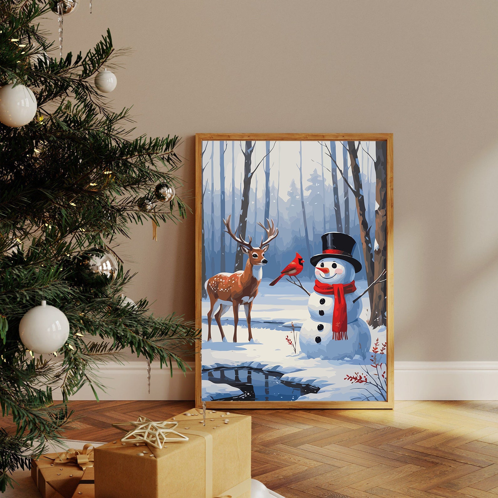 Set Pictură pe numere – Căprioară Și Om De Zăpadă 6152