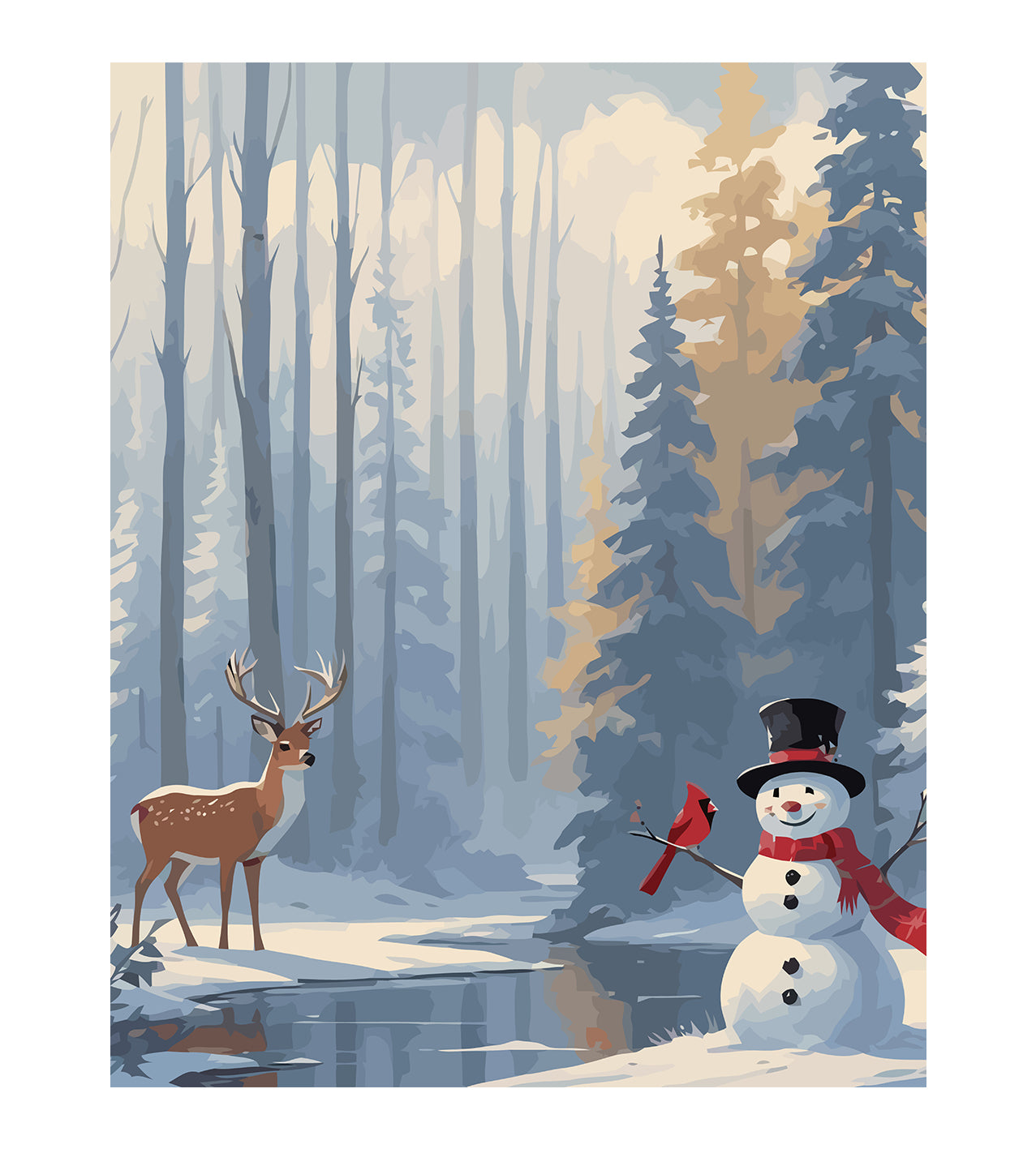 Set Pictură pe numere – Căprioară Și Om De Zăpadă 6154