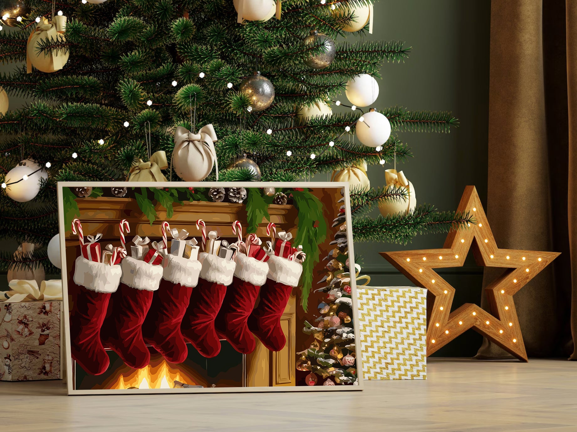 Set Pictură pe numere – Ciorapi De Crăciun 6212