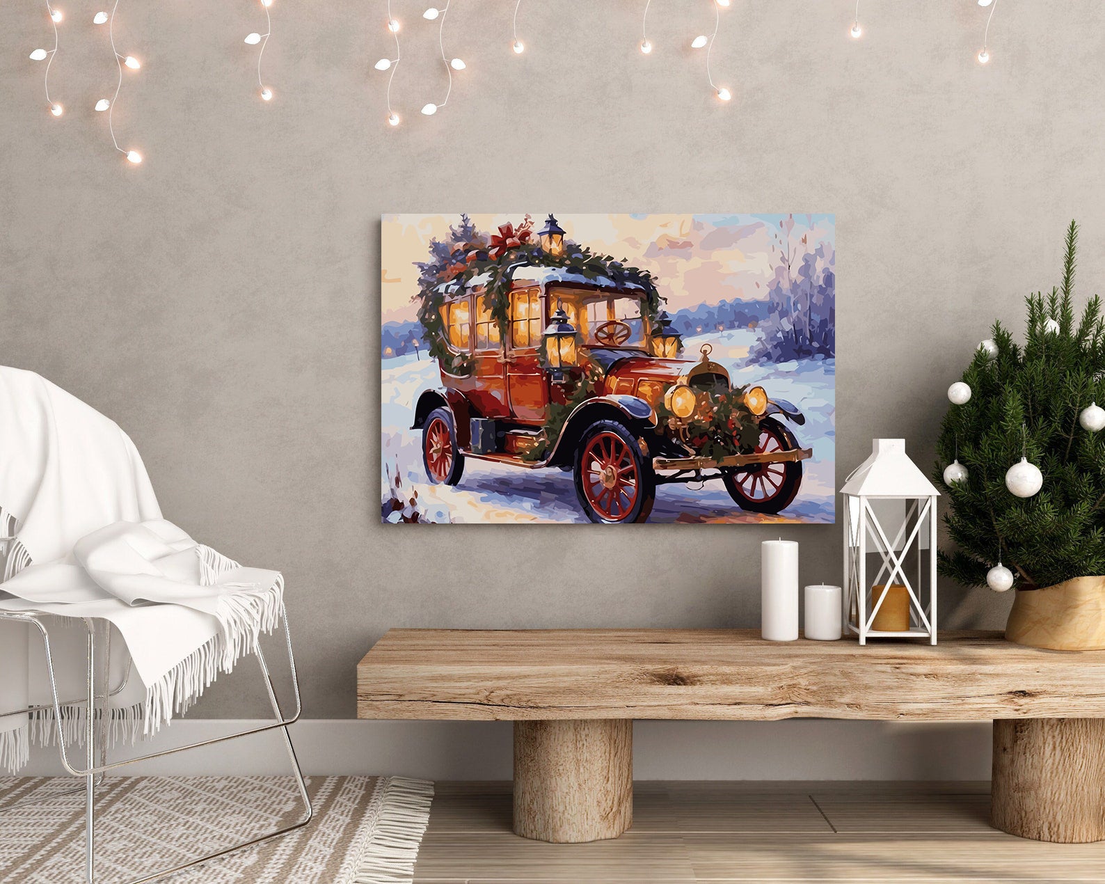 Set Pictură pe numere – Mașină Retro Iarna 6236