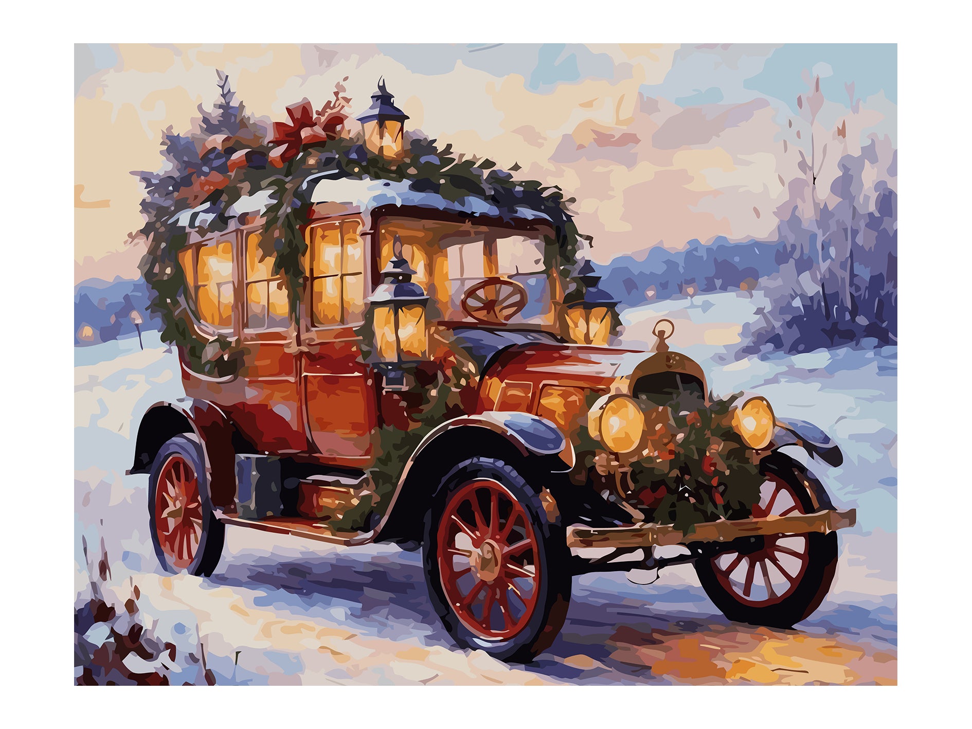 Set Pictură pe numere – Mașină Retro Iarna 6236