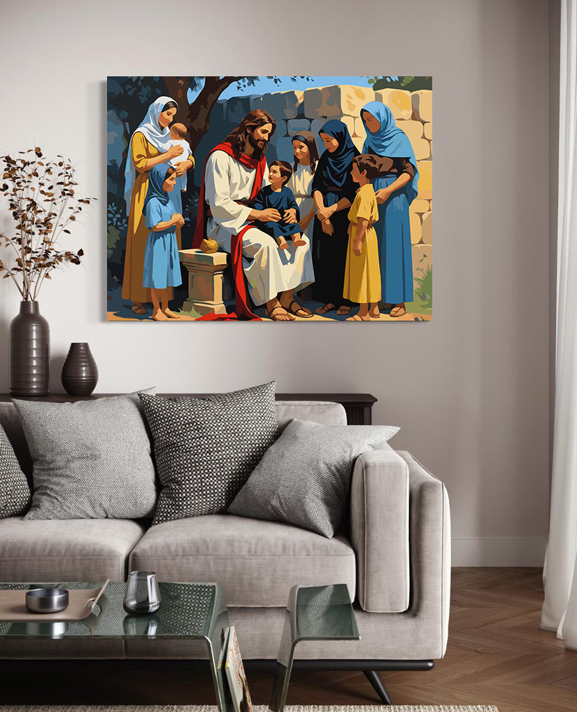 Set Pictură pe numere – Iisus Binecuvântând Copiii 6345