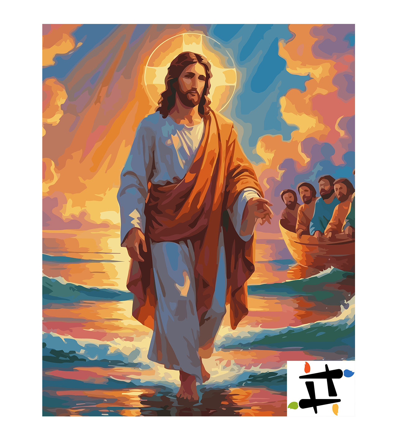 Set Pictură pe numere – Iisus Mergând Pe Apă 6395