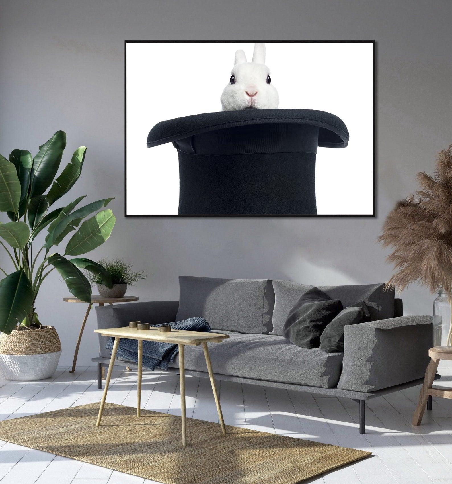 Tableau sur toile - Le lapin au chapeau