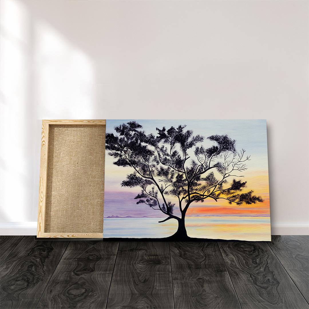 Peinture sur toile - Paysage au coucher du soleil