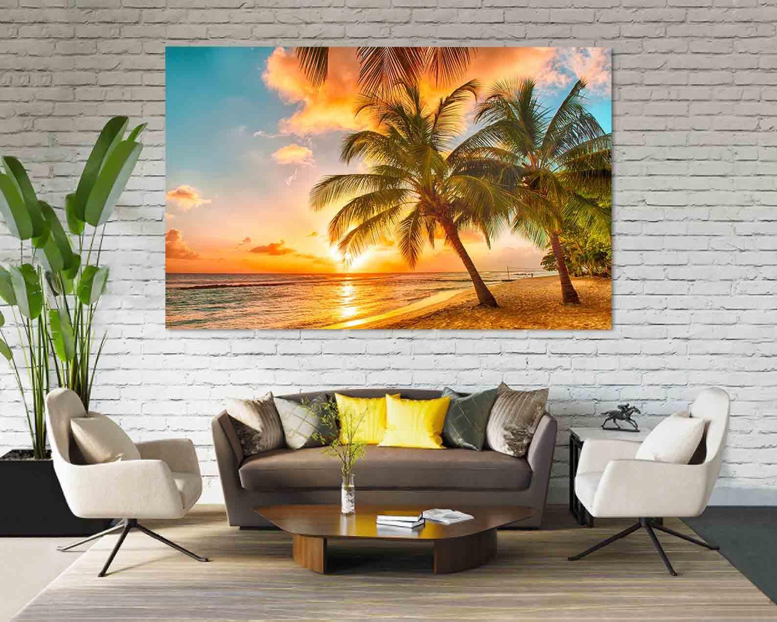 Impression sur toile - Palmiers tropicaux sur la plage