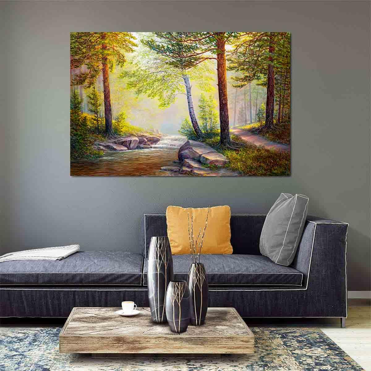 Peinture sur toile - Forêt d'été