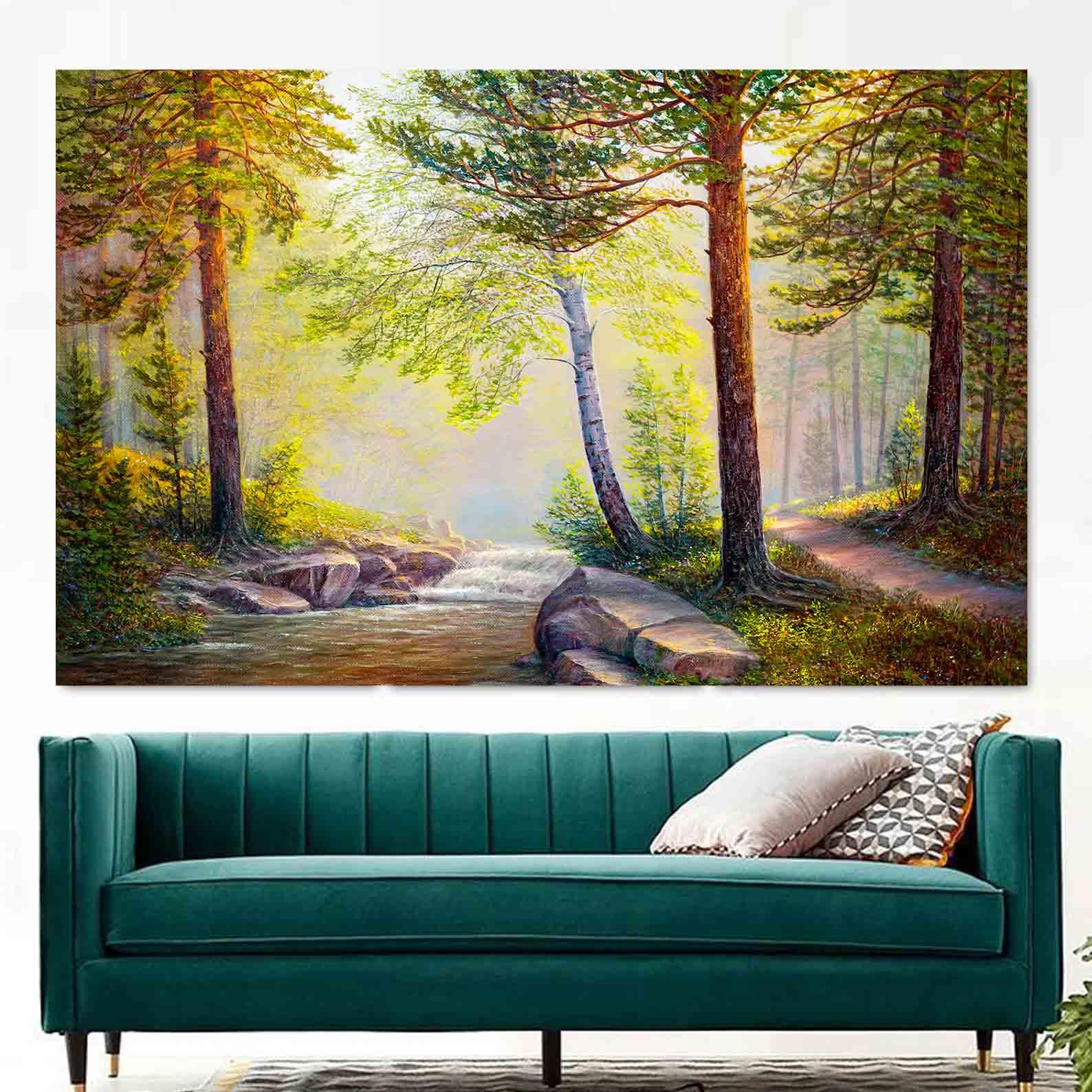 Peinture sur toile - Forêt d'été