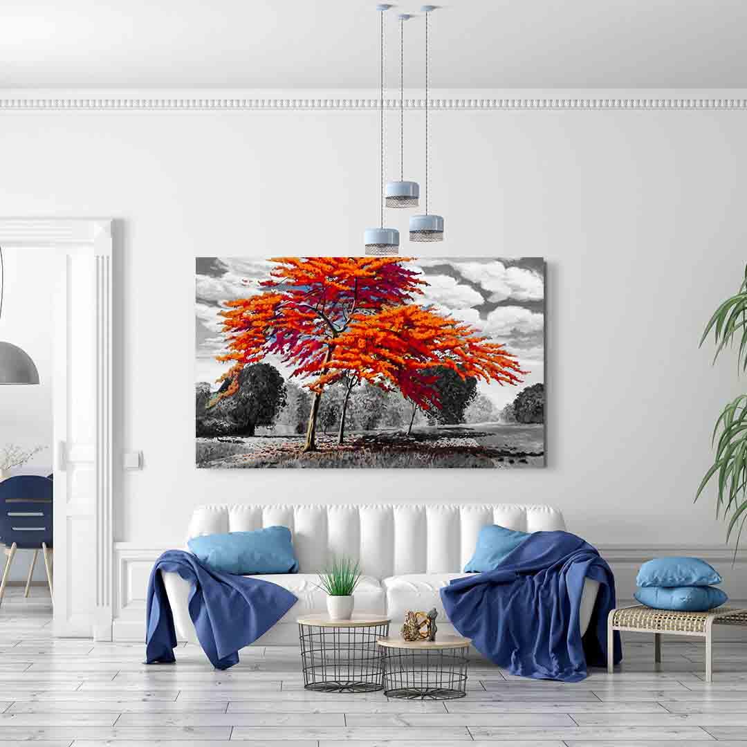 Peinture sur toile – Arbres rouges