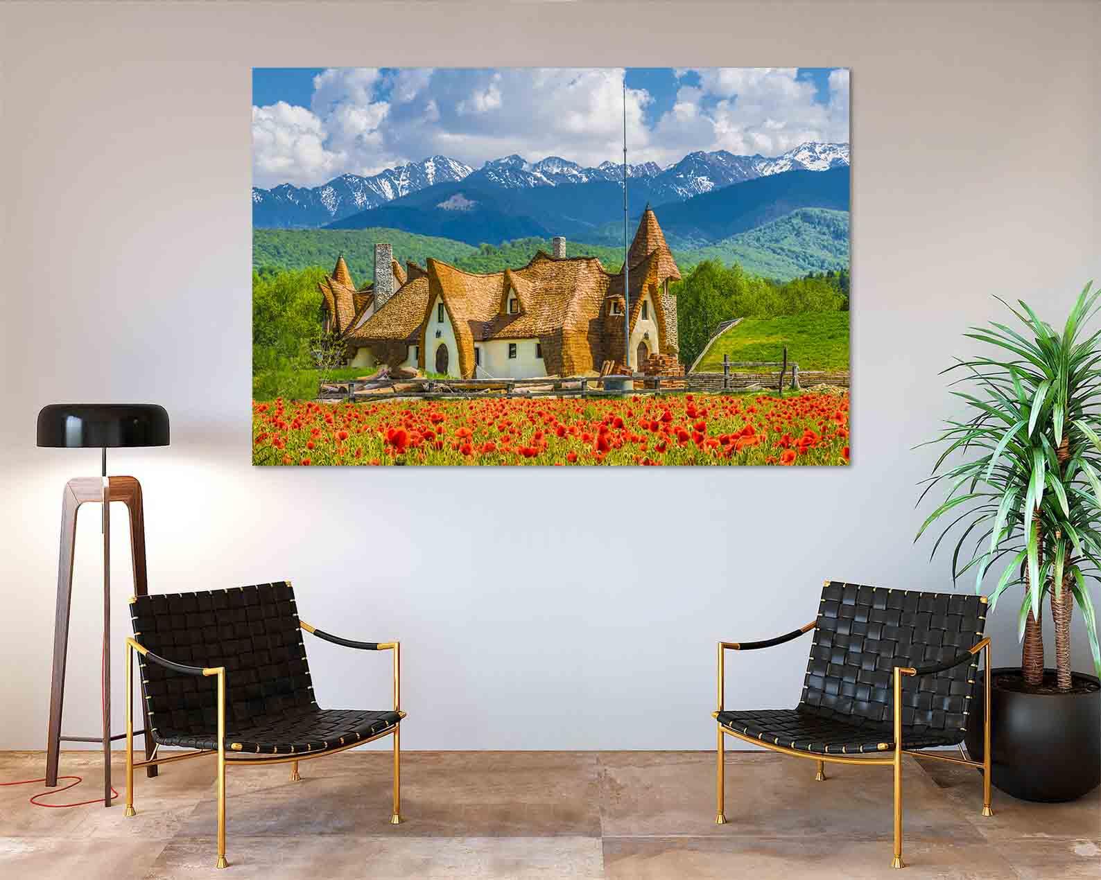 Peinture sur toile - Le château d'argile dans la vallée des fées