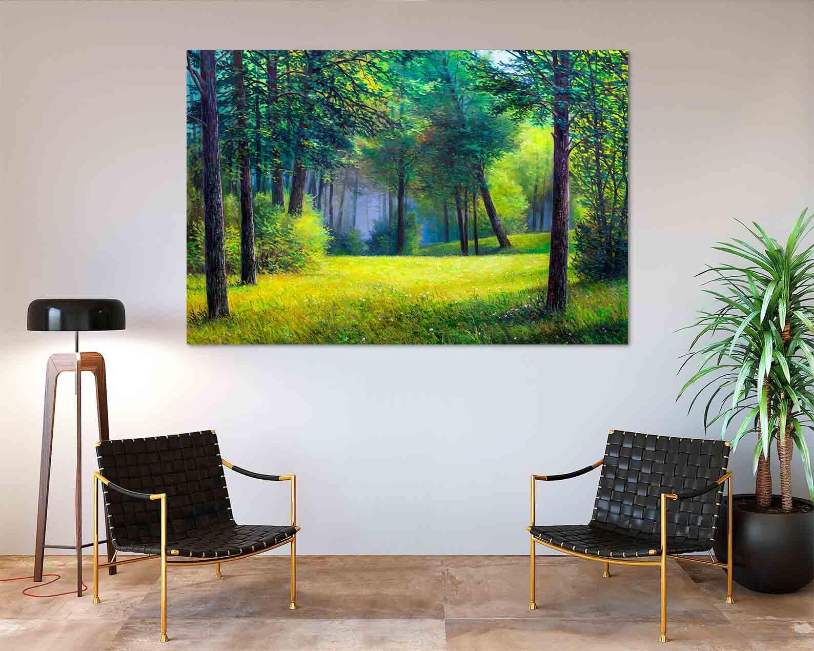 Peinture sur toile - Forêt d'été