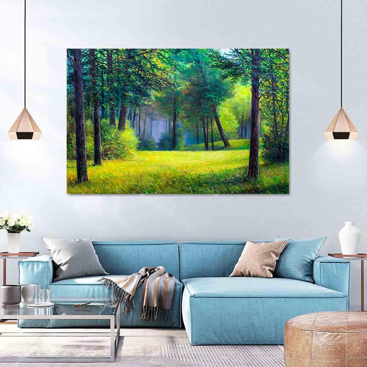Peinture sur toile - Forêt d'été