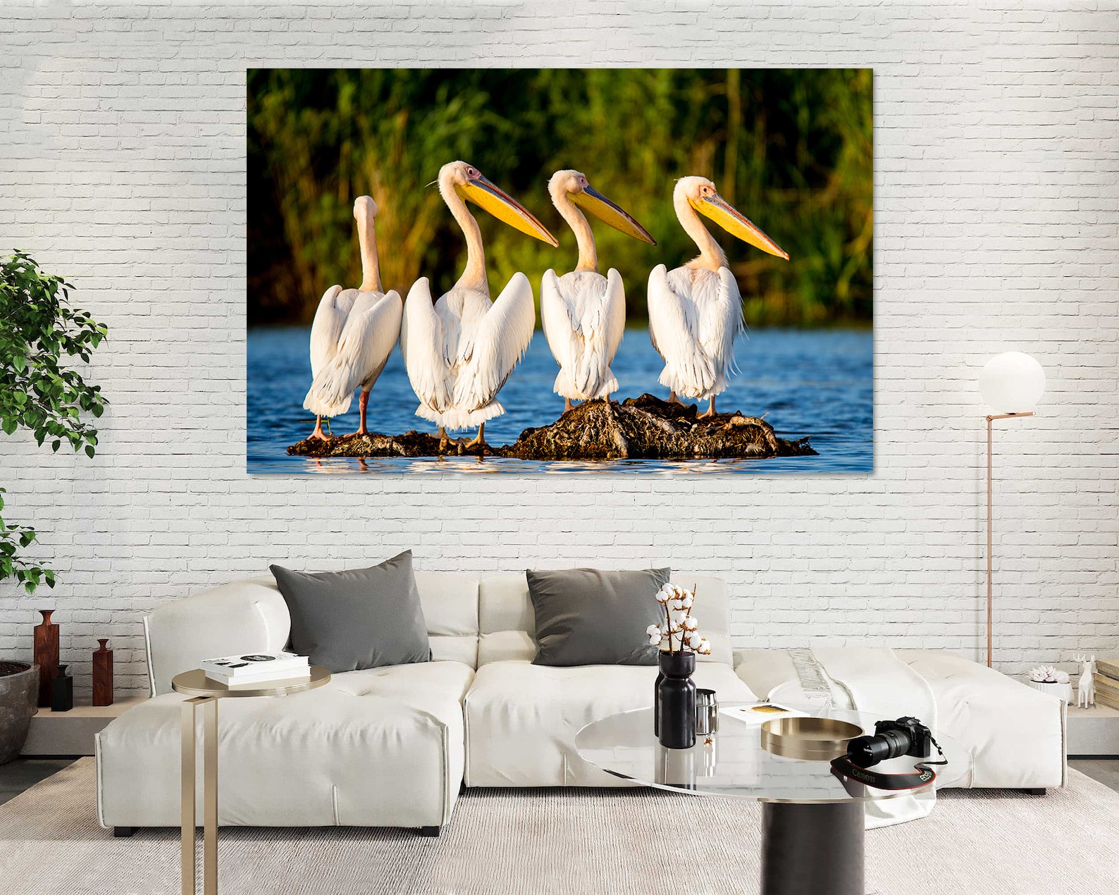 Peinture sur toile - Pélicans dans le delta du Danube